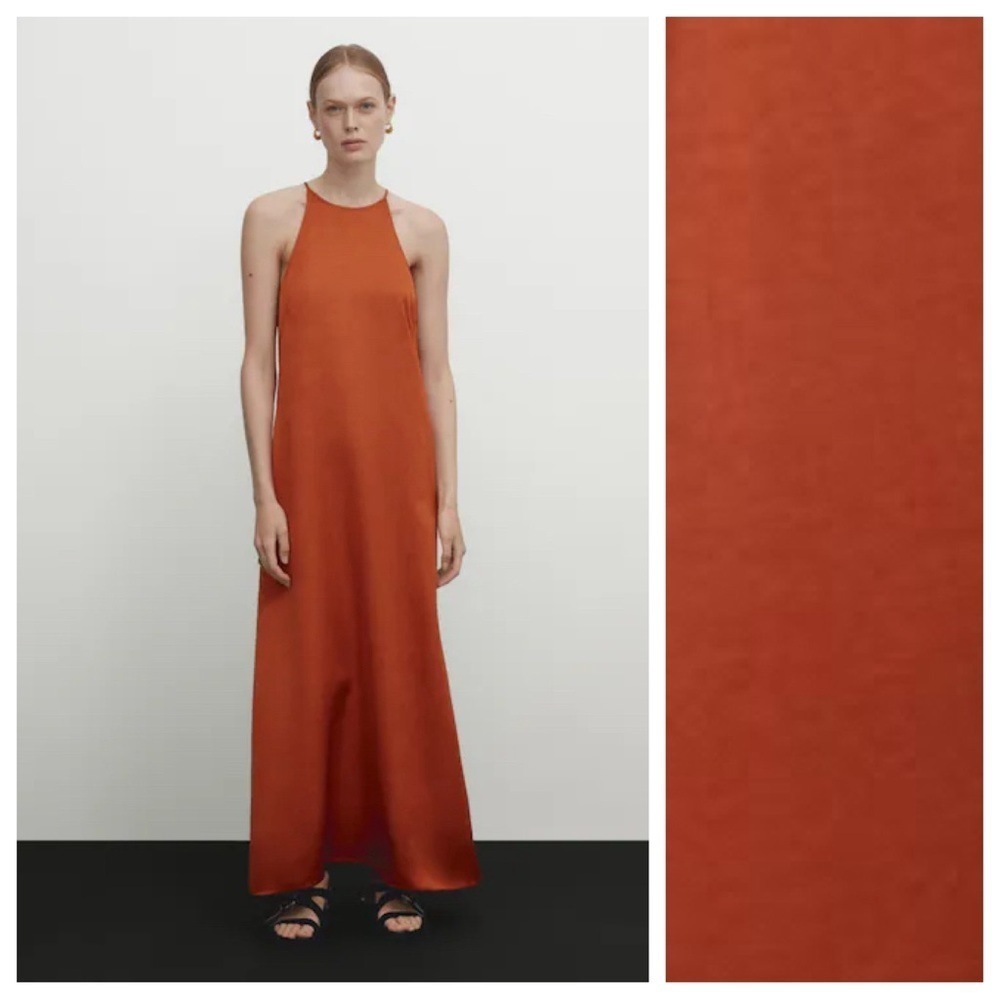 Massimo Dutti NWT Rust Orange Halter Maxi Dress - Small